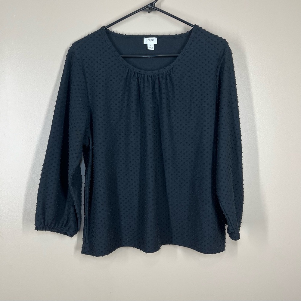 J. Crew Women’s Long Sleeve Textured Top Black XL